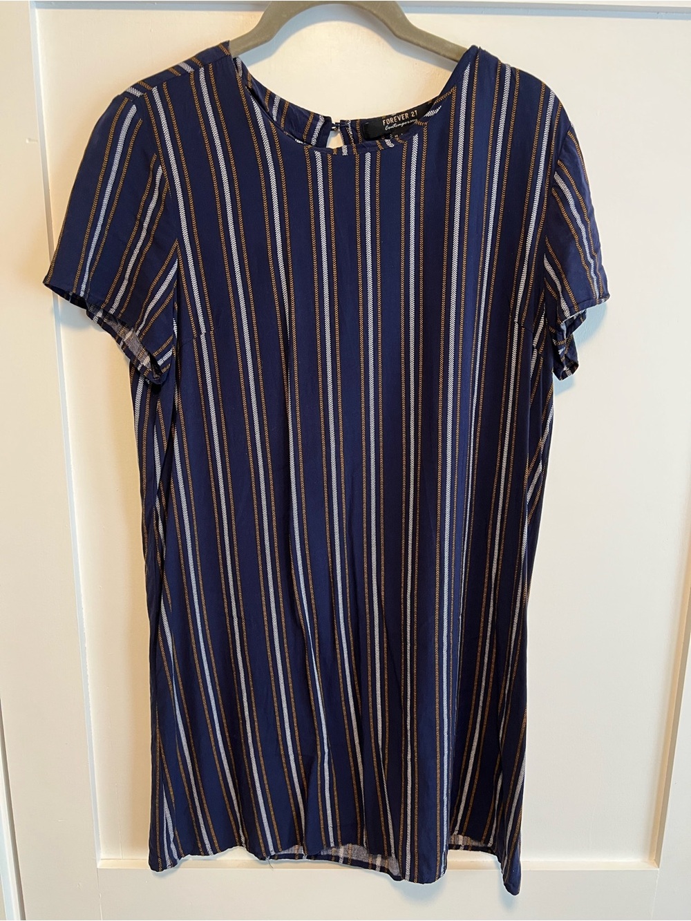 Forever 21 Navy Dress with White and Tan Stripes